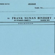 Blank Invoice, Frank Nunan Bindery
