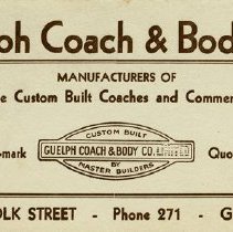 Advertising Ink Blotter, Guelph Coach & Body Co.