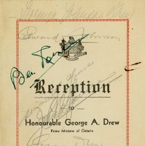 Program for Reception for George A. Drew, 1943