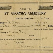 Receipt from St. George's Cemetery for Interment of David Field, 1911