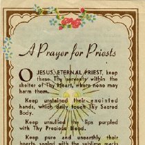 Roman Catholic Ordination Prayer for Rev. Leonard N. Berry, 1947