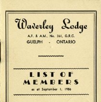 Waverly Lodge List of Members, 1956