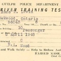 Driver Training Test Card