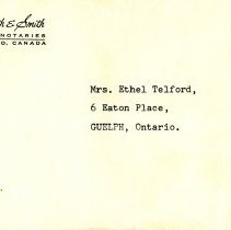 Envelope to Mrs Ethel Telford