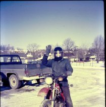 Kevin Enders on a Motorcycle, January 1985