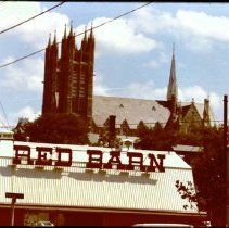 View of Church of Our Lady and Red Barn