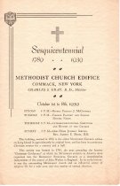 Program from the Methodist Church Edifice Sesquicentennial 1789-1939.