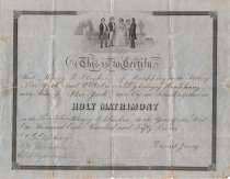 Marriage certificate for Henry B. Stryker and Wilhelmina Blydenburgh, 1857.