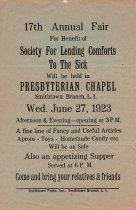 Annual Fair flyer for the Society for Lending Comforts to the Sick, 1923.