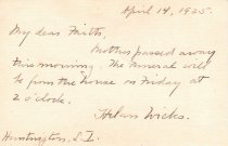 A letter from Helan Wicks to Faith H. Smith, April 14, 1925.