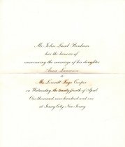 A wedding announcement from Mr. John Lamb Bonham, April 24, 1901.