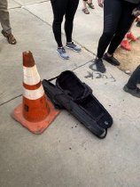 Violin Case With Traffic Cone