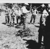 Boy Scouts Building a Fire