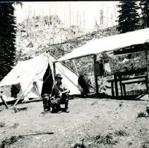 Bill Samsel and Dog at Freeman Peak Camp
