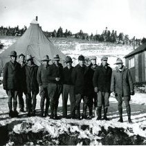 Army Officer and Forest Service Officers at CCC Camp
