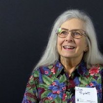 Sue Triplett being interviewed in Wilsonville, OR, October 28, 2022