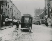 Trolley and conductor on Main Street