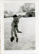Fernand Gobeil skating in his bathing suit at West Brook rink