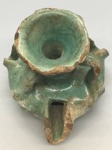 Teal-Glazed Oil Lamp