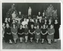 Altrusa members with Catholic Priest, circa 1950s (original)