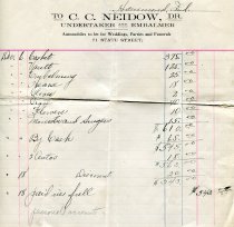 1924 receipt for funerary expenses from C.C. Neidow