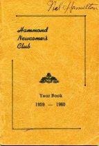 1959-190 Hammond Newcomer's Club yearly event booklet