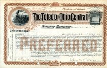 Railroad stock certificate for the Toledo & Ohio Central Railway Co.