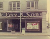 Jack Fox & Sons with going out of business signs in the windows