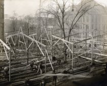 Construction workers building Liberty Hall in 1918
