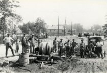 Lightning Construction Co. workers at worksite circa 1920s