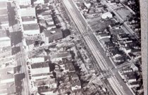 Aerial view of NYC Railroad tracks in the 1940s