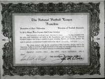 NFL charter for the Hammond Pros, 1924