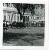 Welcome home procession for military corps