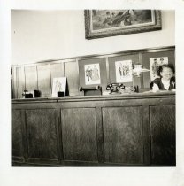 A librarian at the Circulation Desk at the Bridgeport Public Library