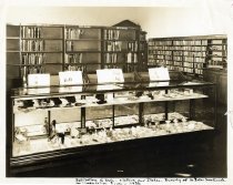 A memorabilia exhibit at the Bridgeport Public Library