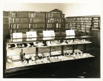 A memorabilia exhibit at the Bridgeport Public Library