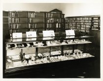 A memorabilia exhibit at the Bridgeport Public Library