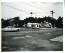 View of Boston Avenue featuring Gulf gas station, the Shamrock Diner, and a small piece of the sign for Dan's
