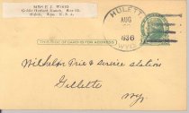 Postcard Addressed to Wilhelm Tire & Service Station