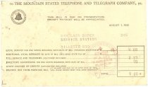 Telephone Bill for Holmes Service Station