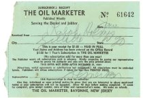 Subscription Receipt...Holmes Service Station