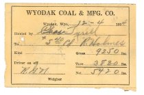 Receipt - Wyodak coal