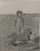 Toddler standing on rocking horse