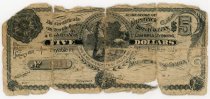 Front of 5 Dollar Certificate for Kilpatrick Bros. & Collins