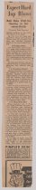 Reverse side of Newspaper Clipping