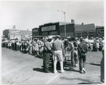 In line for lunch at BBQ on Gillette Avenue