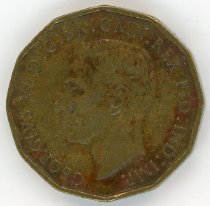 Three Pence Coin, 1942. Obverse: King George VI