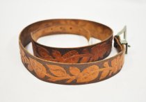 Leather Belt with Floral Pattern