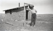 Dewey Thompson Outside of his Sod Barn