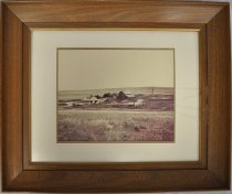 Framed photogragh of Elmer and Ruby Morehead's cattle ranch
